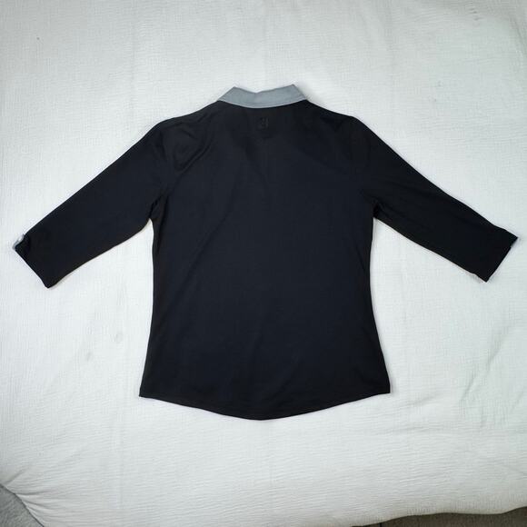 FootJoy Chardonnay Golf Club 3/4 Sleeve Polo Shirt Black Women’s Medium Preppy - Picture 11 of 16